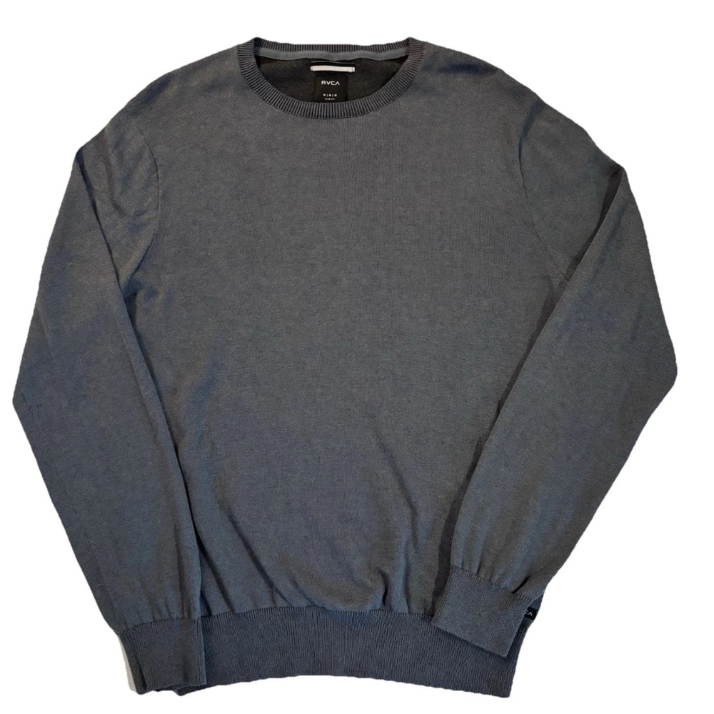 RVCA Men's Gray Sweater Lightweight Size Medium Long Sleeve Slim Fit Crew Neck‎